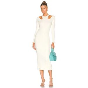 Simon Miller Ribbed Midi Cut-Out Ivory Dress